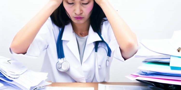 female physician overwhelmed by administration