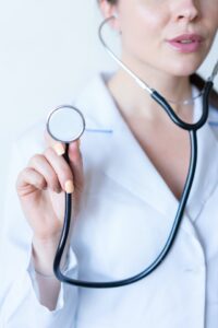 Silent physician with stethoscope
